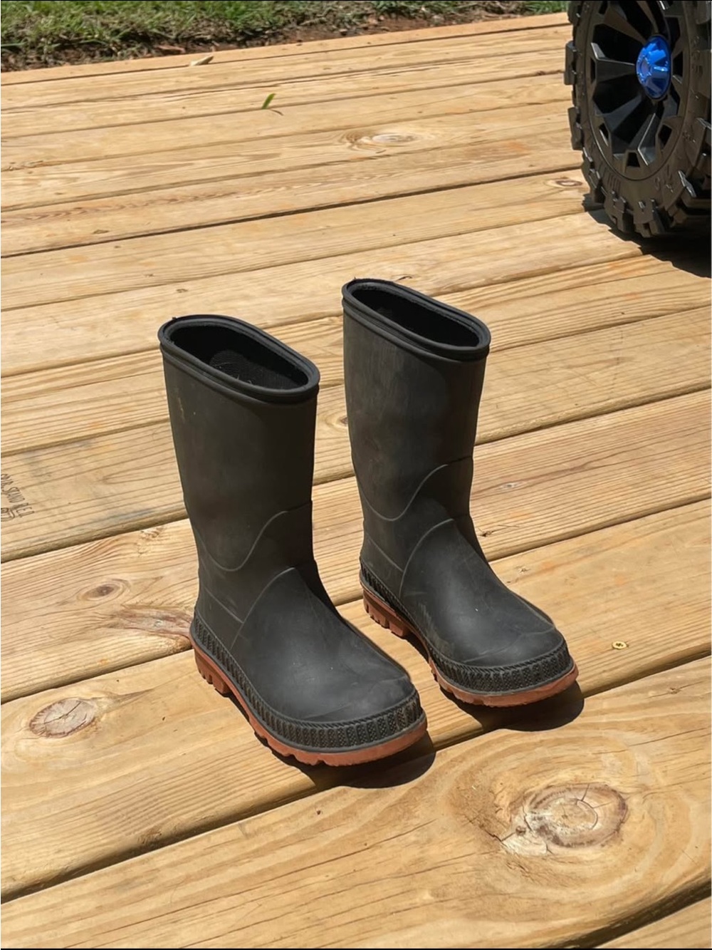 Kids Black and Brown Rain Boots